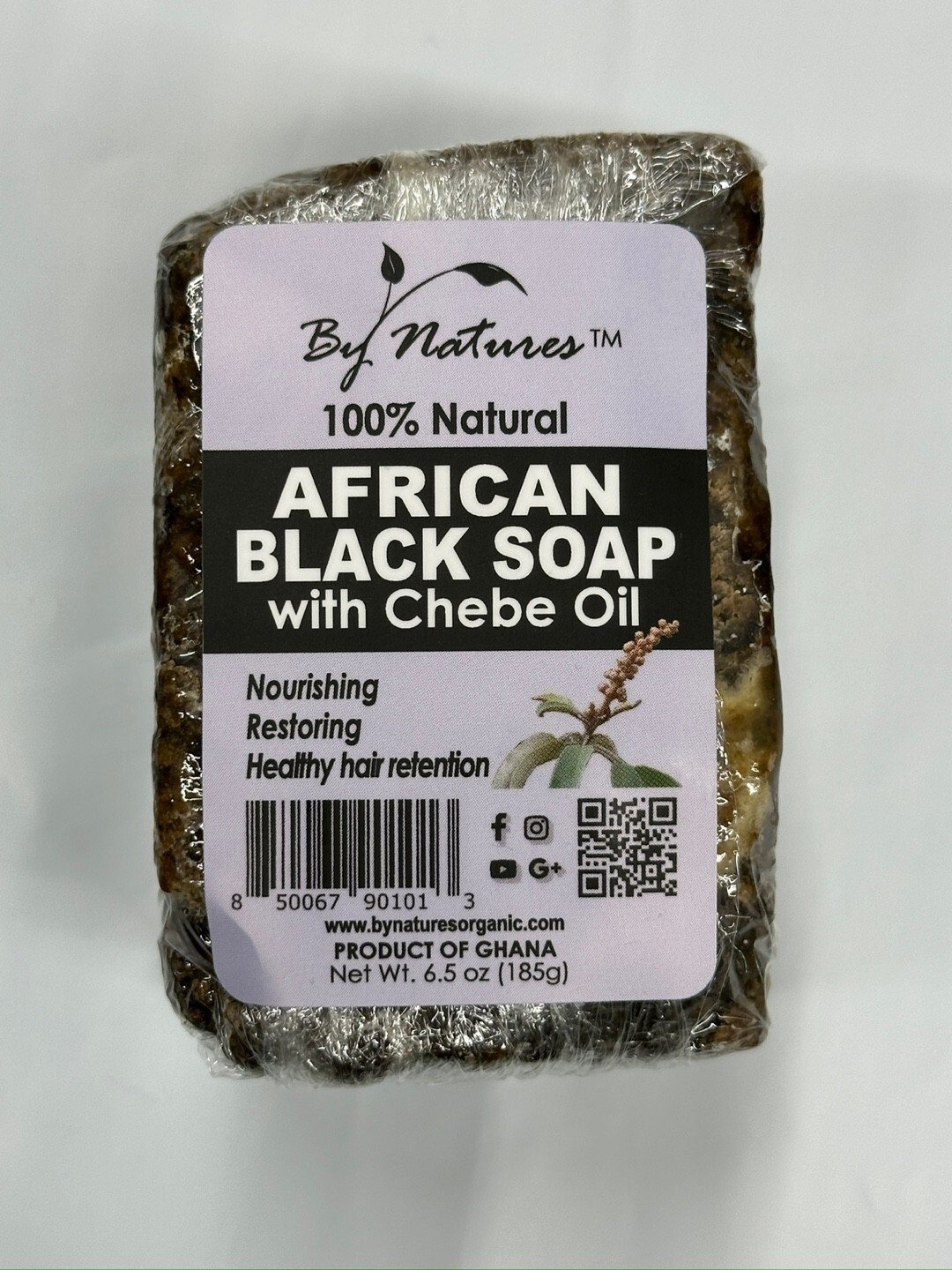 BY NATURES 100% NATURAL AFRICAN BLACK SOAP WITH CHEBE OIL 6.5oz