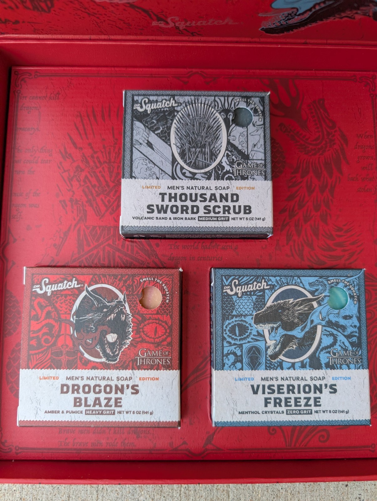 Dr. Squatch Game of Thrones Limited Edition Soap Box Set Of 3 Collection, New
