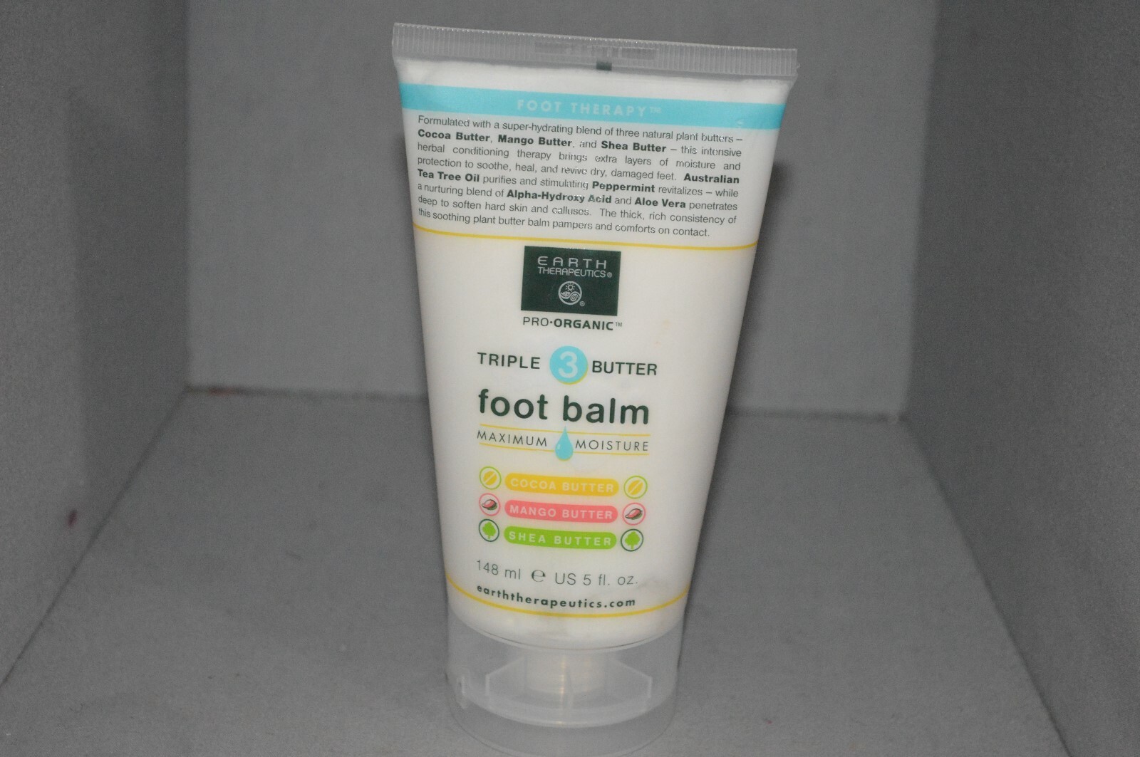 Earth Theraputics Triple Butter Foot Balm Cocoa, Mango, Shea Butter 5oz New