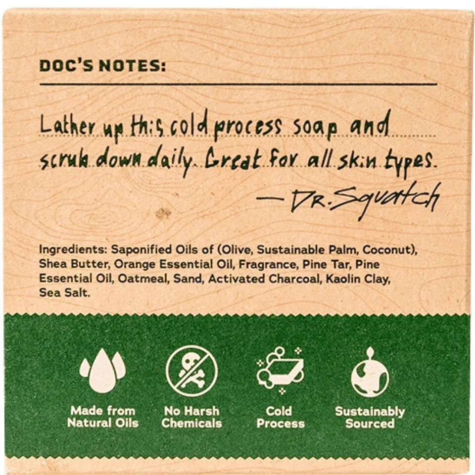 Dr. Squatch Pine Tar Bar Soap Heavy Grit 5 oz Oatmeal & Sand NEW