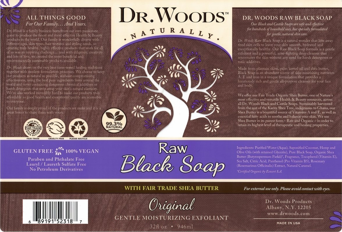 Dr. Woods Raw Black Liquid Soap with Fair Trade Shea Butter 32 Fl Oz Pack of 3