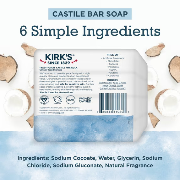 Kirk’S Original Fresh Scent Gentle Castile Soap 8 Ct Pack