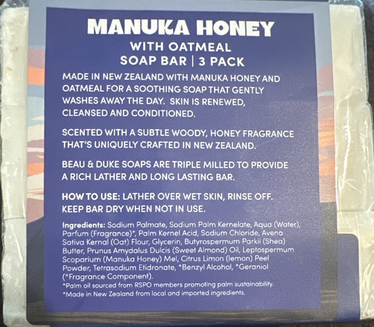 Beau & Duke Manuka Honey W/ Oatmeal 3CT 5 Oz Each Made In New Zealand