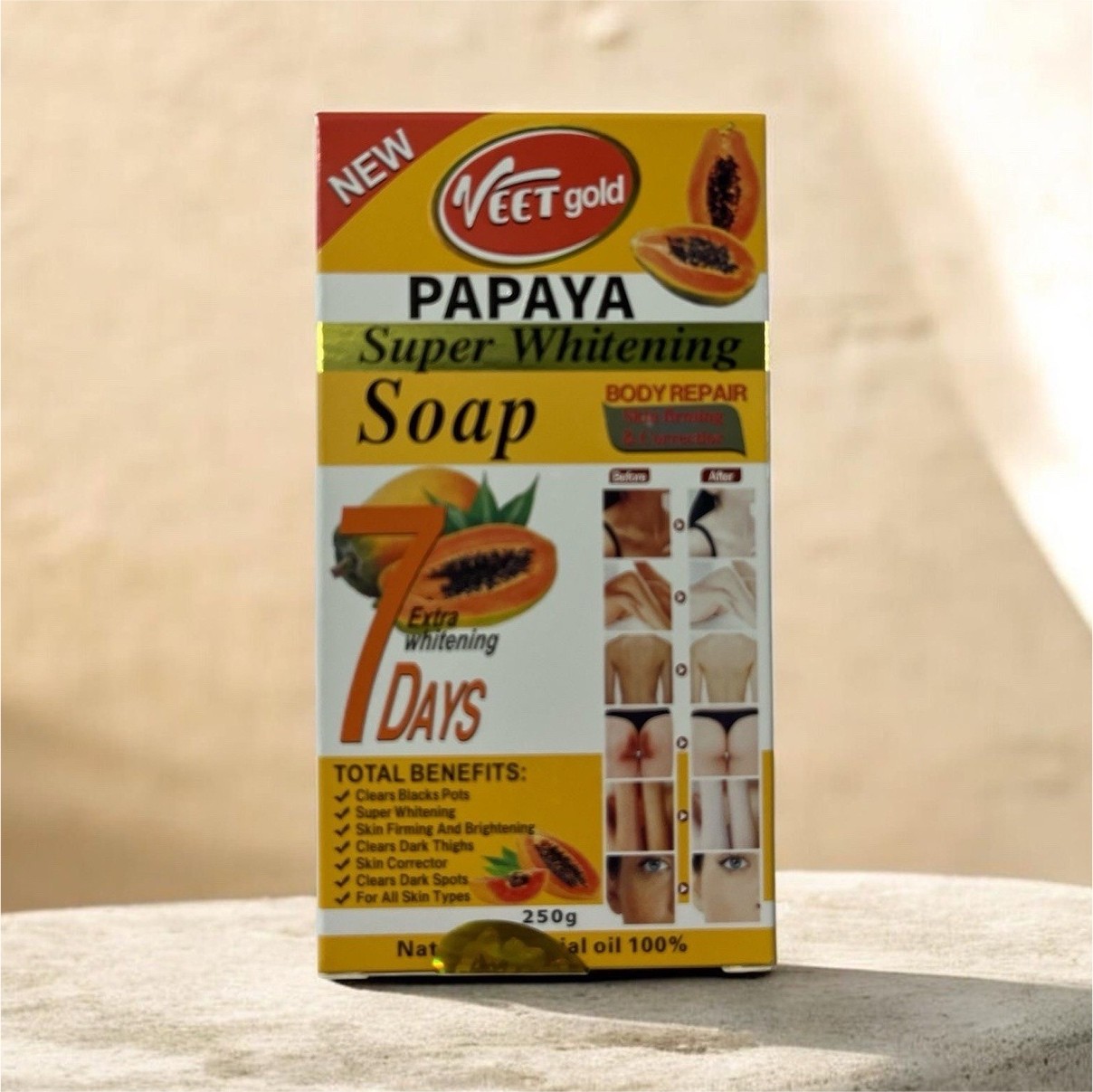 VEET gold Papaya Super Whitening Soap Skin Firming Brightening 250g