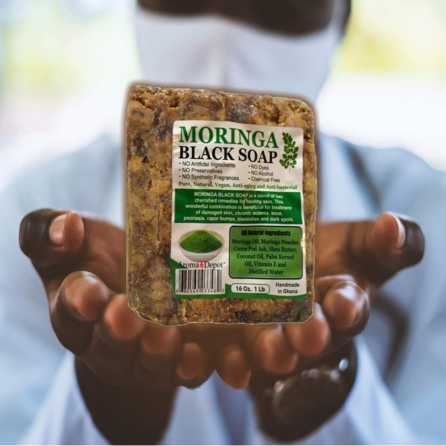 MORINGA Black Soap Herbal Vegan Organic Unrefined 100% Natural Anti Acne/Fungus