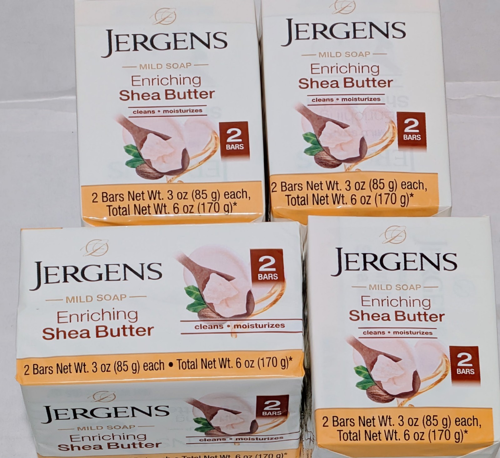 Jergens Mild Soap Enriching Shea Butter 3oz 4 Pks 8 Bars Total