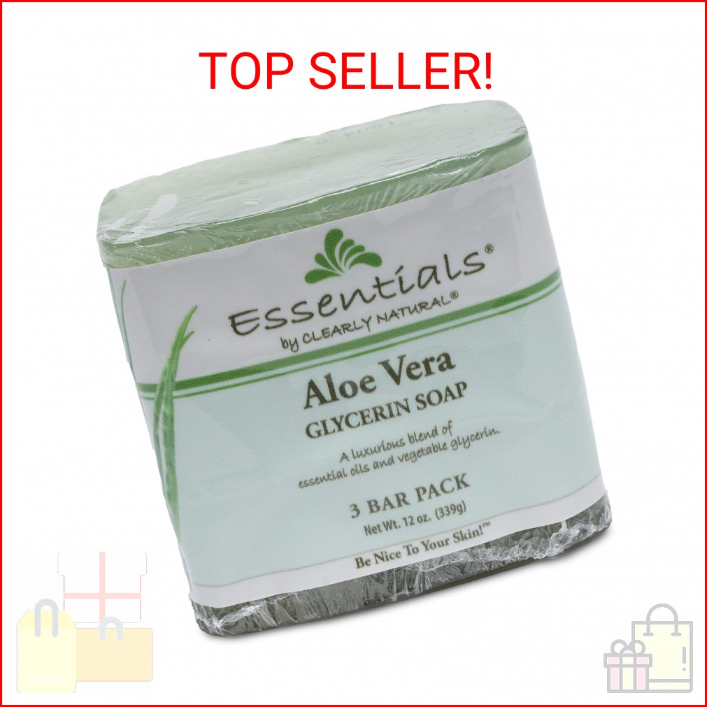 Clearly Natural Essentials Glycerine Bar Soap, Aloe Vera, 12 oz, 3 Count