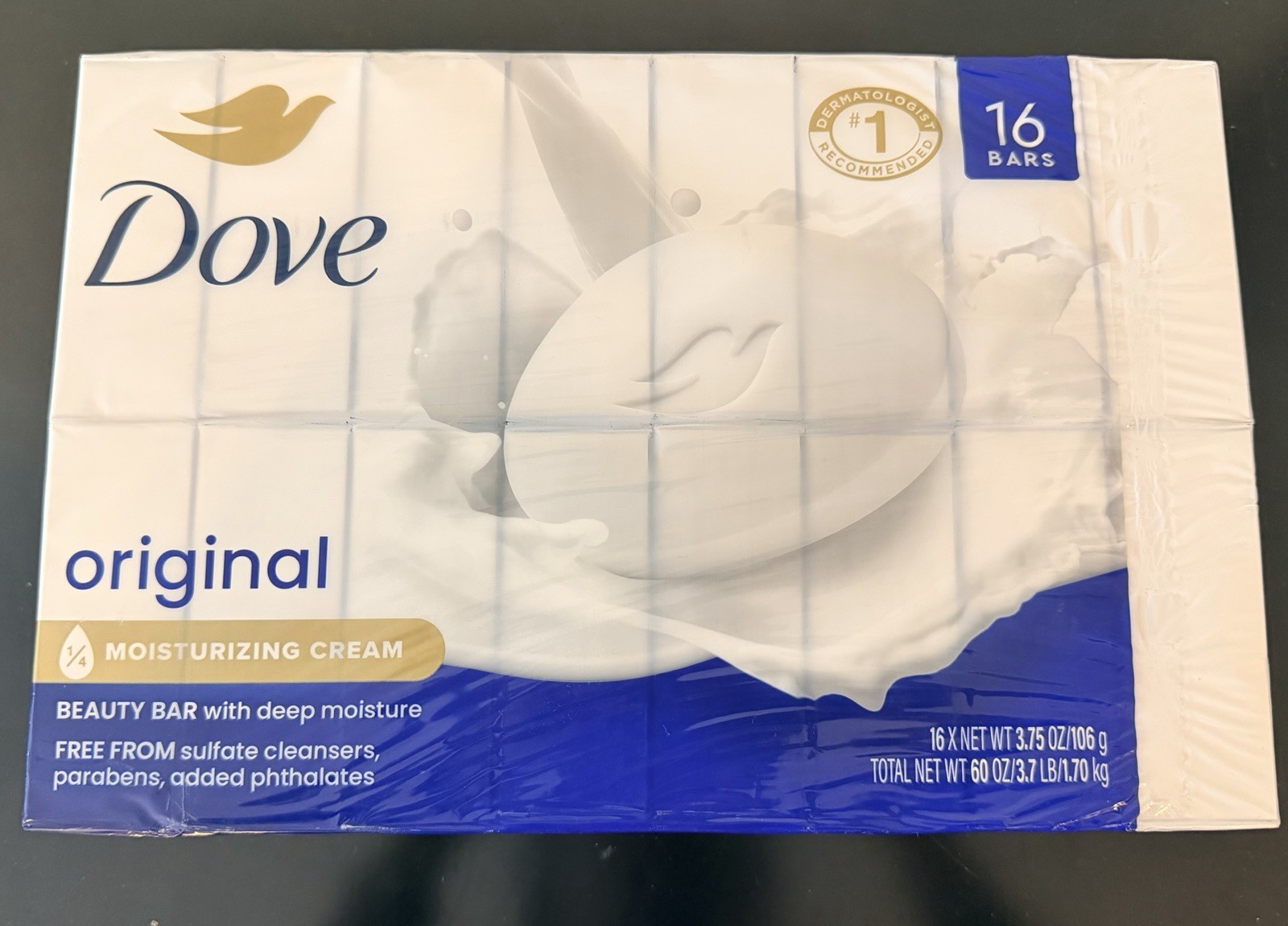 Dove Original Beauty Bar Soap 16 Count Moisturizing Cream 3.75 oz Sealed Pack