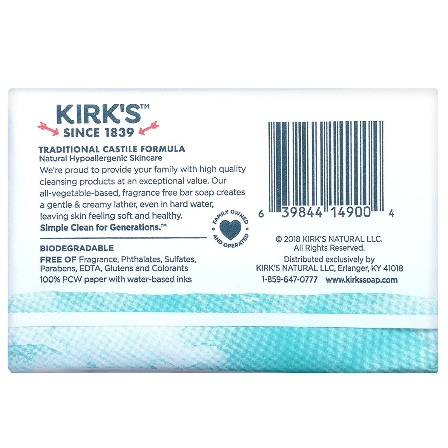 Kirk’s Natural 4 Ounce Coconut Oil Castile Soap Fragrance Free Pack Of 24