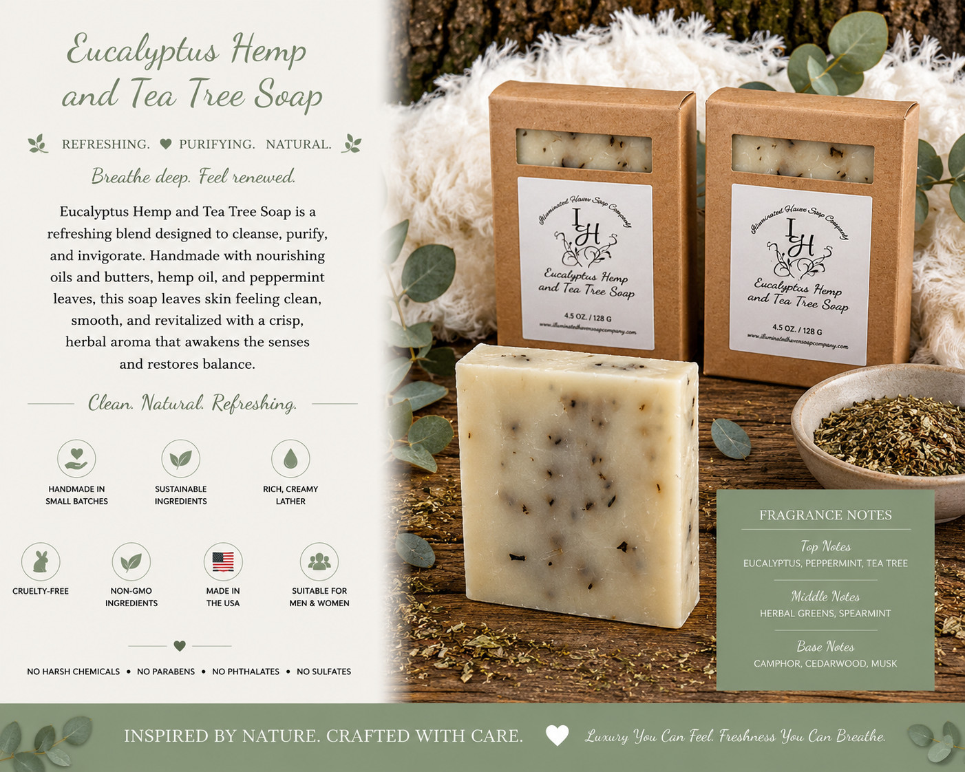 Handmade Artisan Soap Bar Natural Bath Soap Shea Butter USA Made Moisturizing
