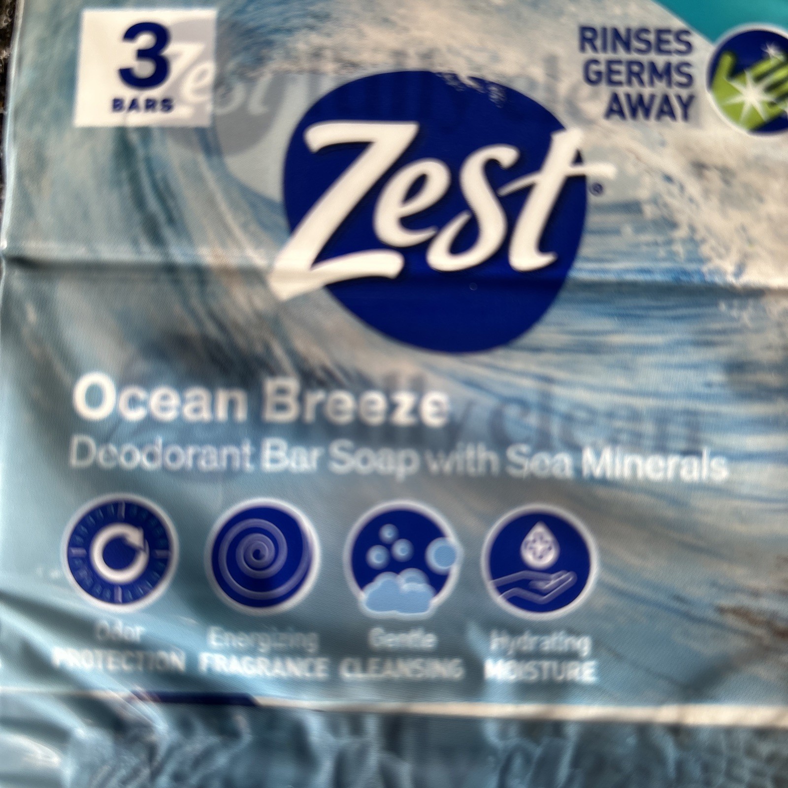Zest Bar Soap 3 ct, ocean breeze, 12 Ounce