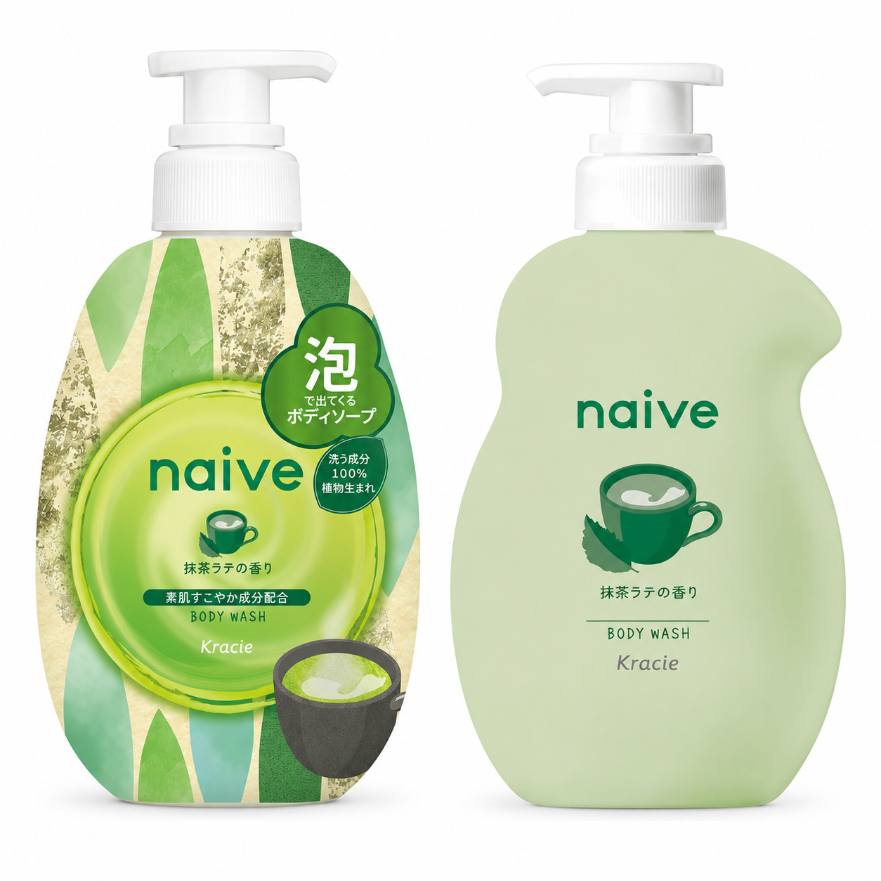 Kracie Naive Foaming Body Wash – Matcha Latte Scent Japanese Shower Gel or Foam