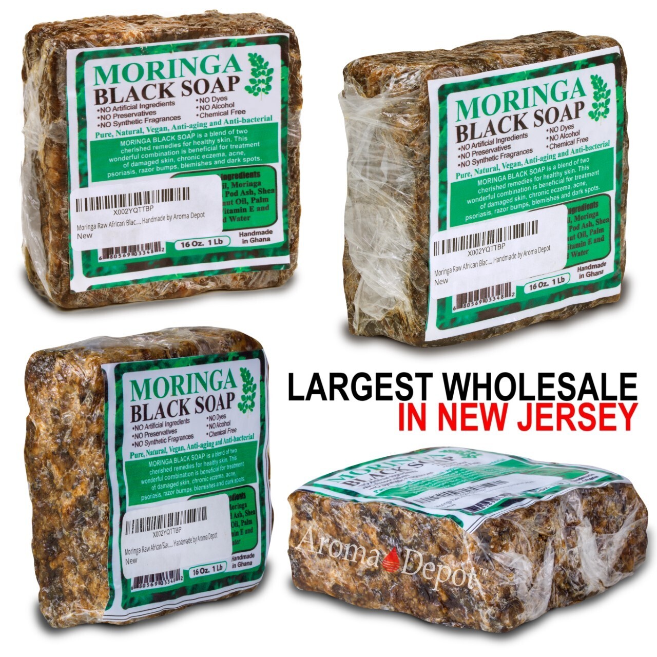 MORINGA Black Soap Herbal Vegan Organic Unrefined 100% Natural Anti Acne/Fungus