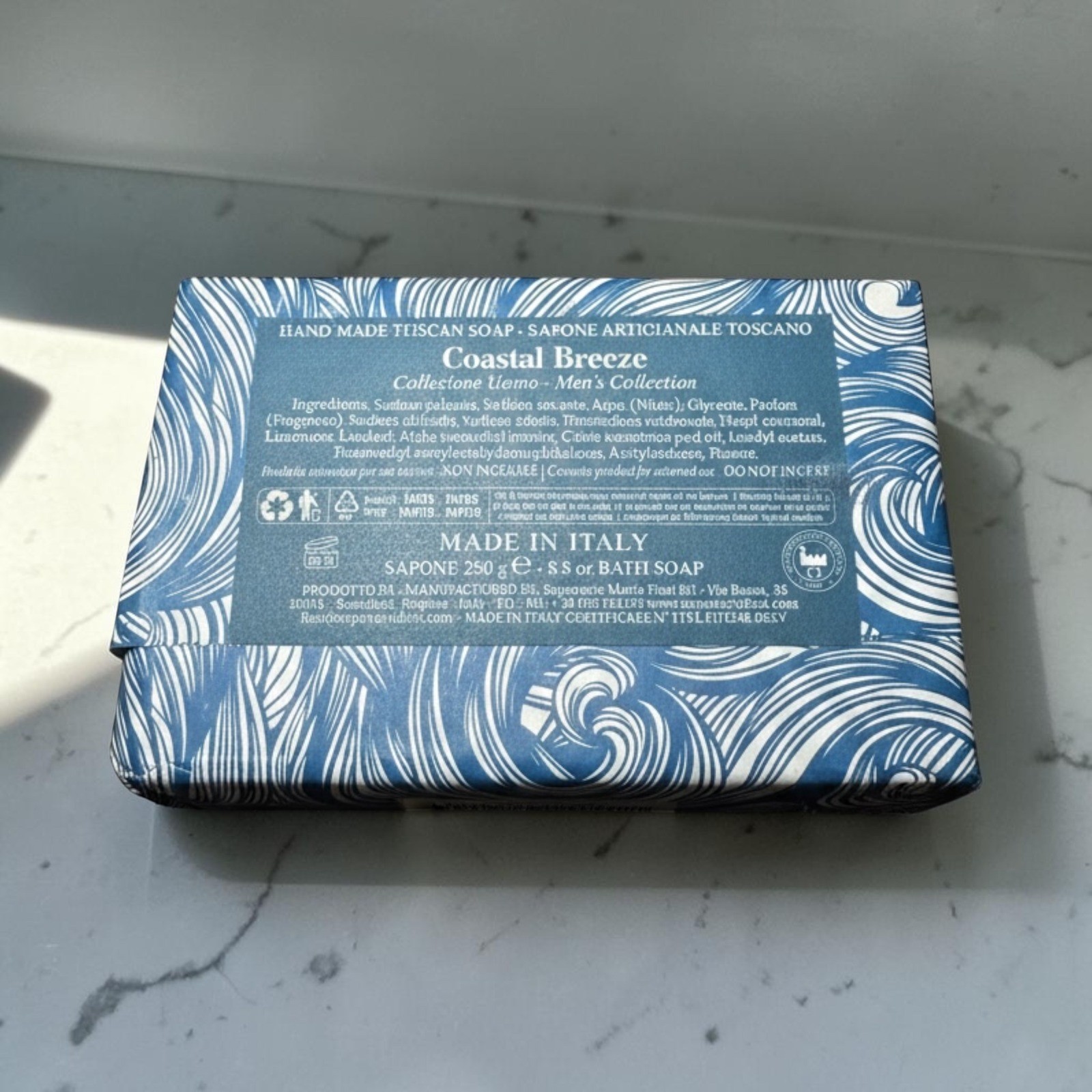 Florence Bath Soap Mens 8.8oz Blue New Coastal Breeze Handmade Italy Artisan
