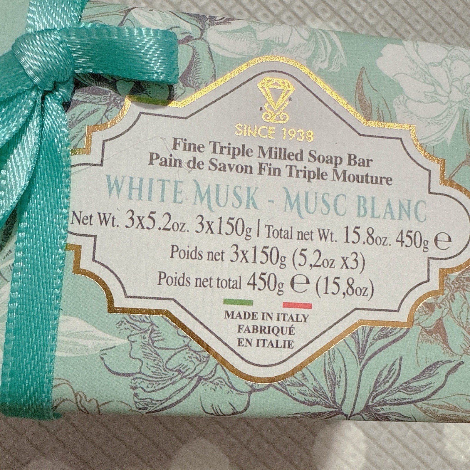 ZENI White Musk FINE TRIPLE MILLED SOAP BAR (3 BARS )5.3OZ EACH MADE IN ITALY
