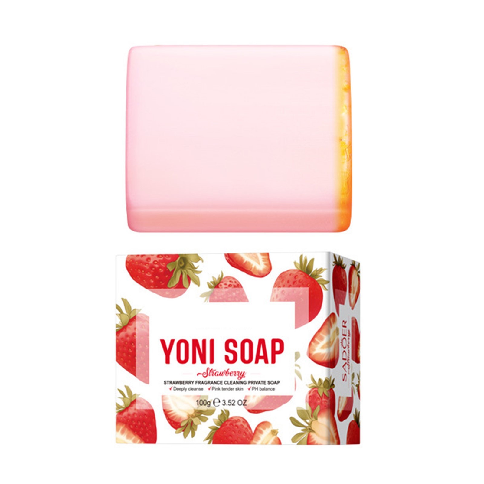 Women Soap With Foaming Net For Private Personal Care Strawberry-Scented 100g