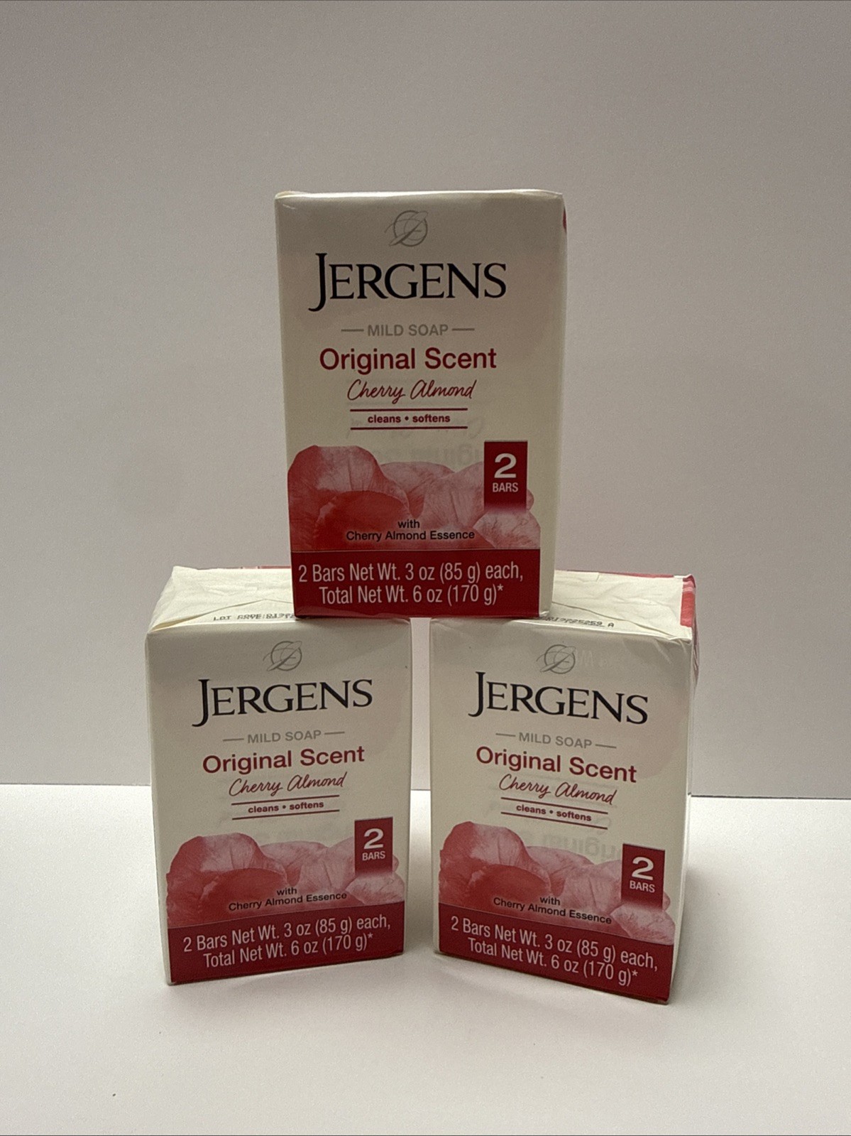 Jergens Cherry Almond Mild Soap Original Scent 6 Bars (3 Packs x 2) HTF 3oz