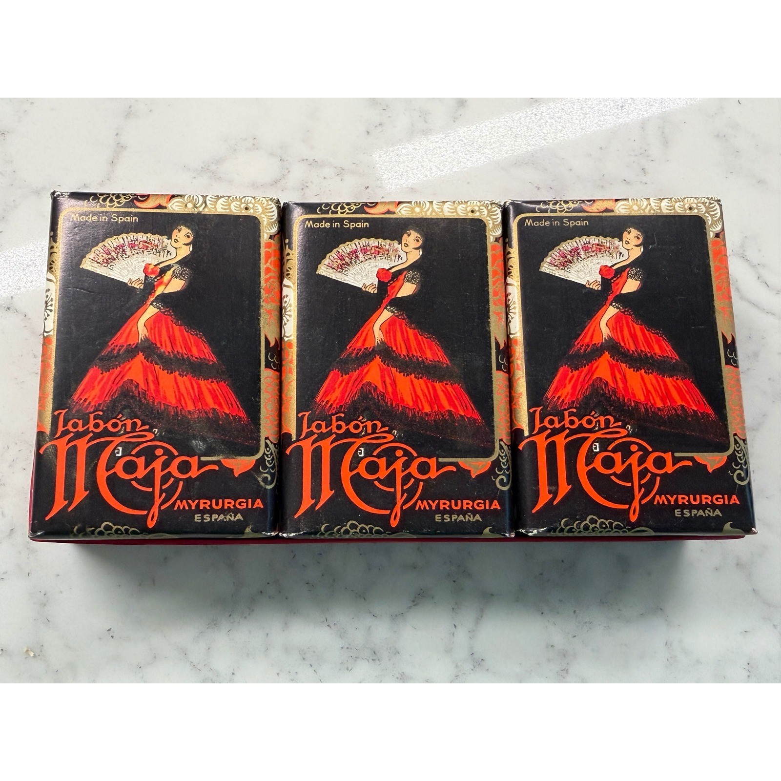 Vtg Maja Jabon Myrurgia Soap Gift Set 3 Bars Made in Spain Unopened 3.125oz Box