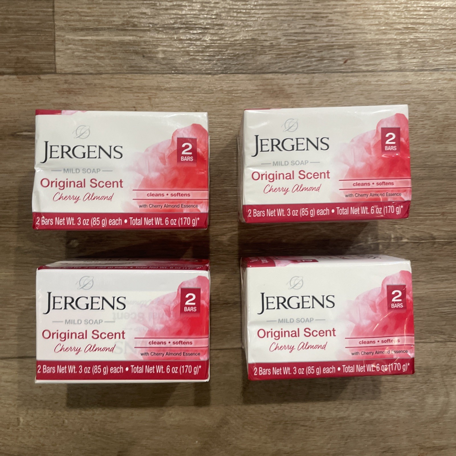 4 pack of Jergens Cherry Almond Mild Soap Original Scent – 8 Bars – 3 Oz Each