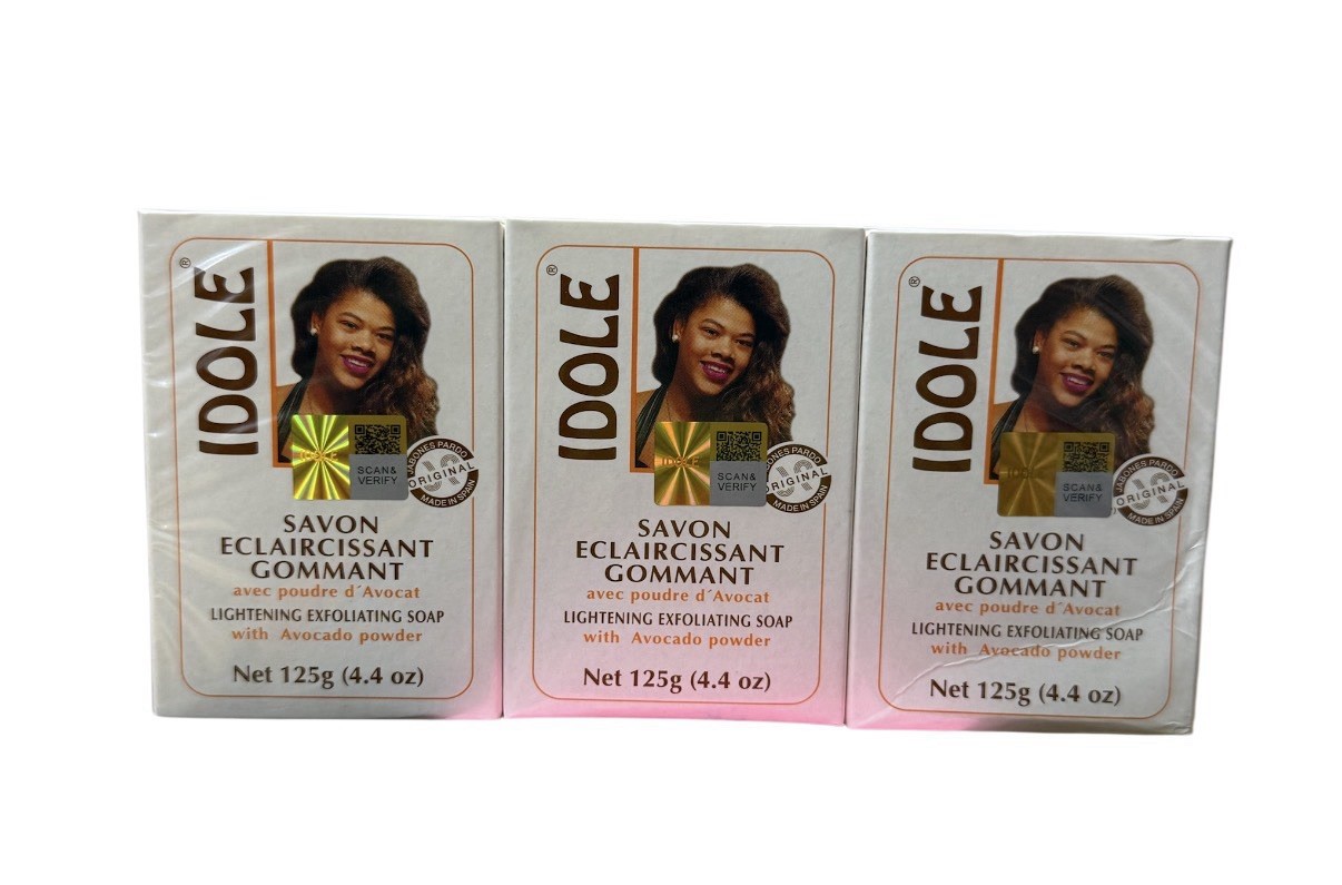 Idole Brightening Exfoliating Soap with Avocado Seed Powder, ) 3-Pack 125g Each