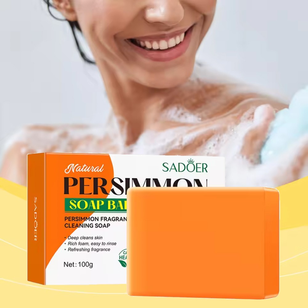 3PCS Persimmon Soap for Old People Smell, Organic Deodorant Bath Bar Body Odor