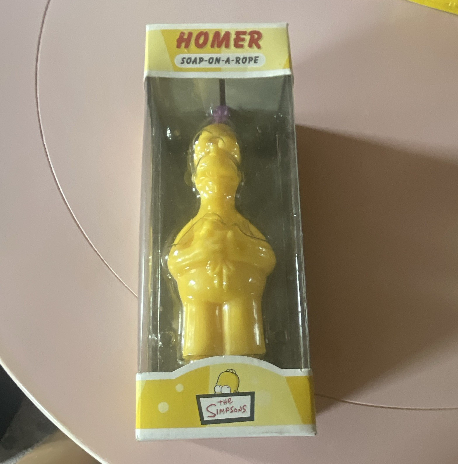 Bubbletown The Simpsons Homer Soap-on-a-Rope Body Bar Soap, Yellow Men NEW