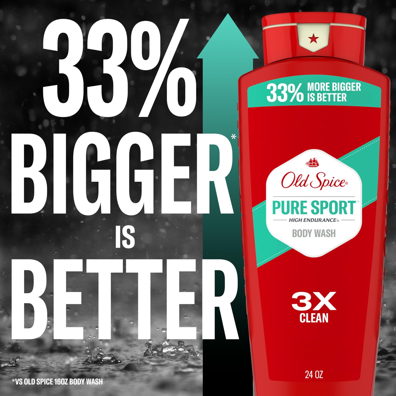 Old Spice Refreshing Body Wash for Men, High 24 Fl Oz (Pack of 4), Red