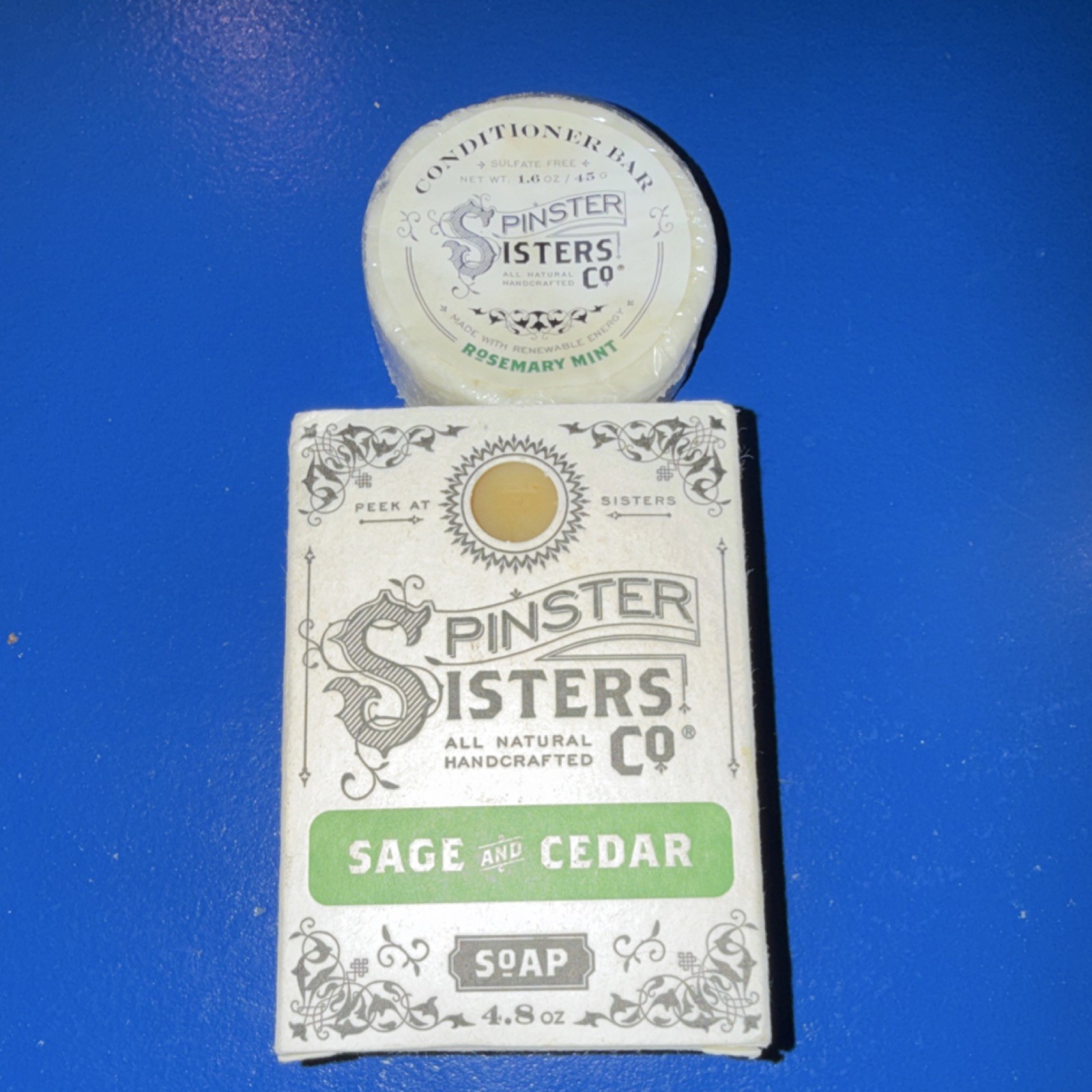 Spinster Sisters Sage Cedar Soap + Rosemary Mint Conditioner Bar Natural