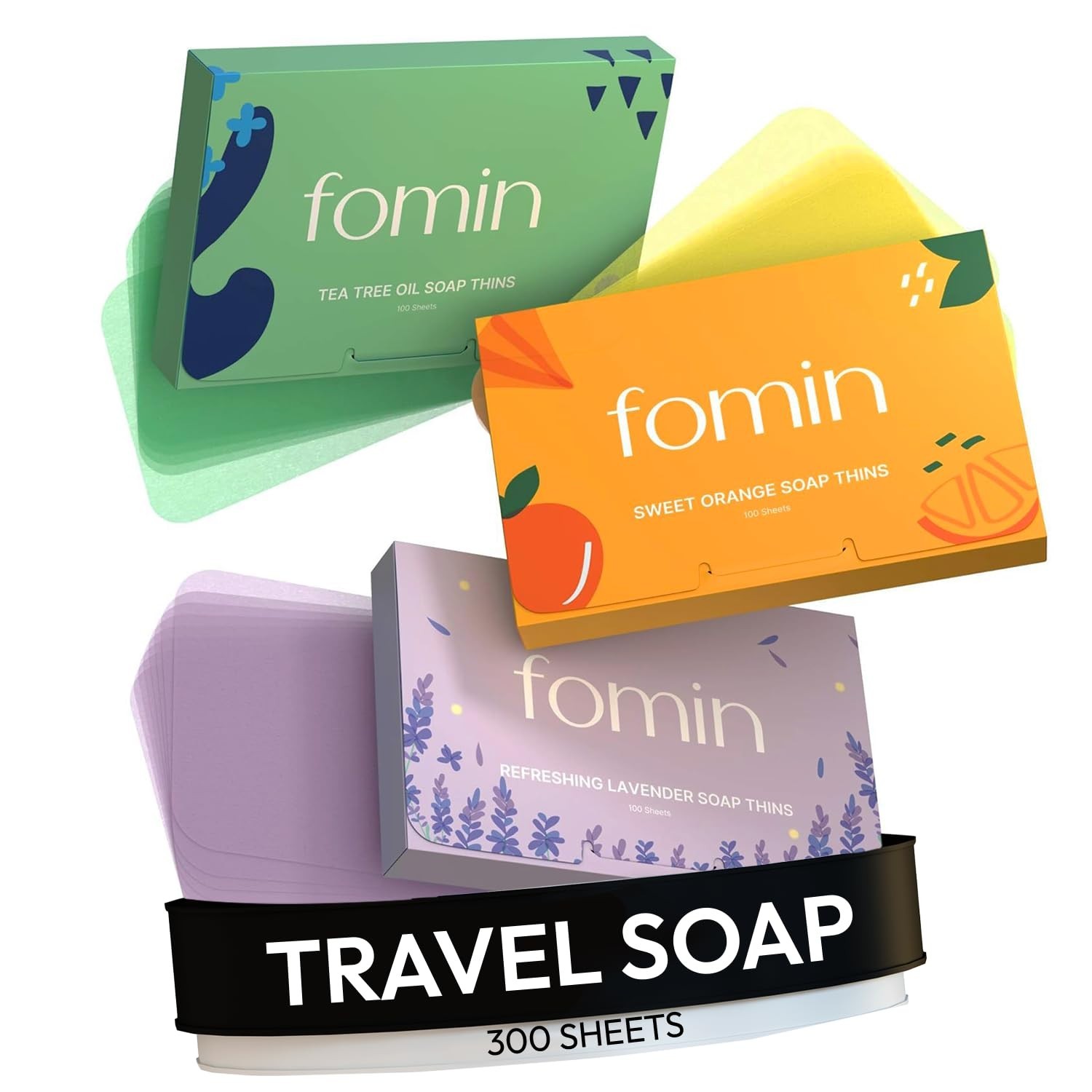 300 Antibacterial Portable Soap Sheets: Lavender, Tea Tree & Orange Scented