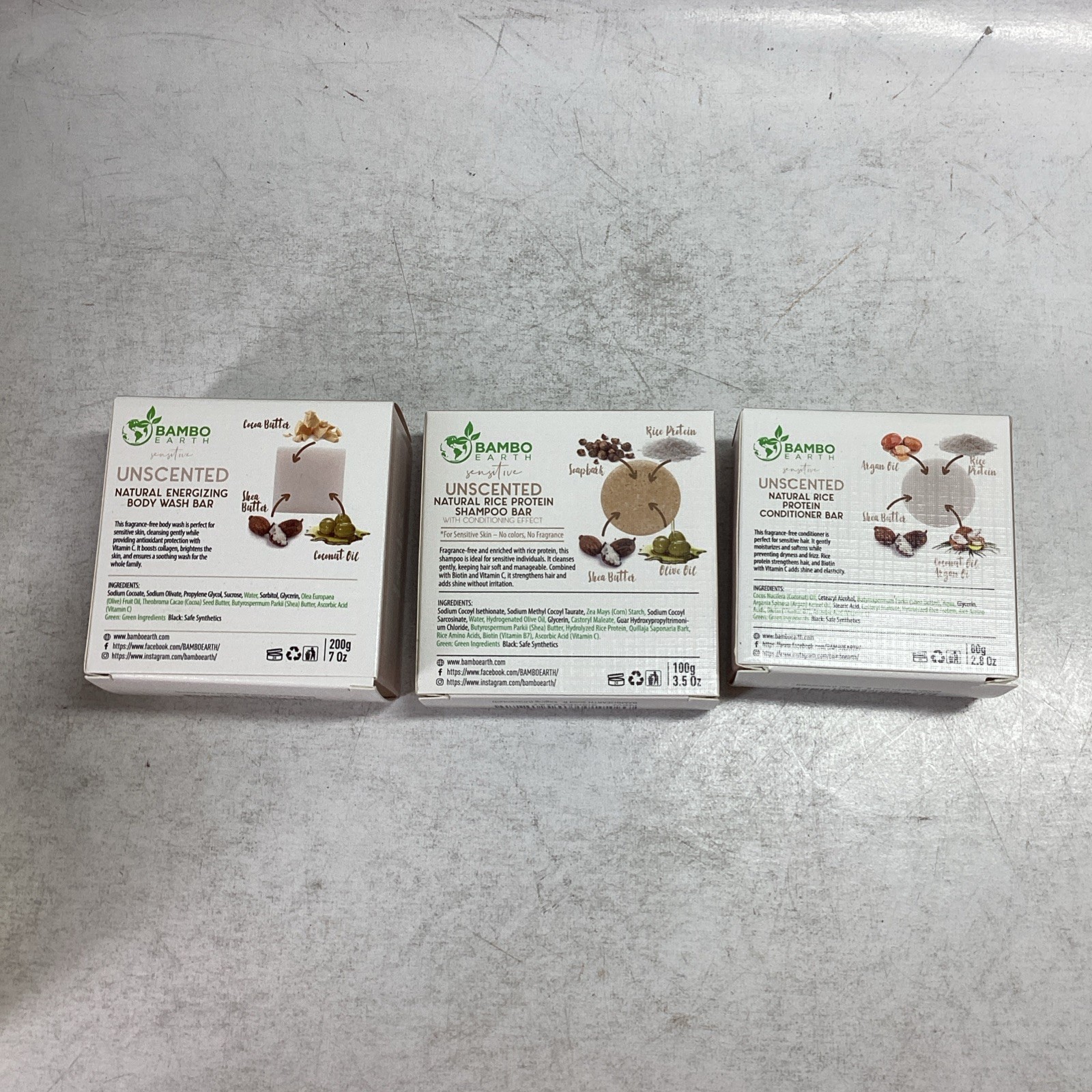 Bambo Earth Beauty Trio Body Wash, Shampoo & Conditioner Bars Chamomile Mint