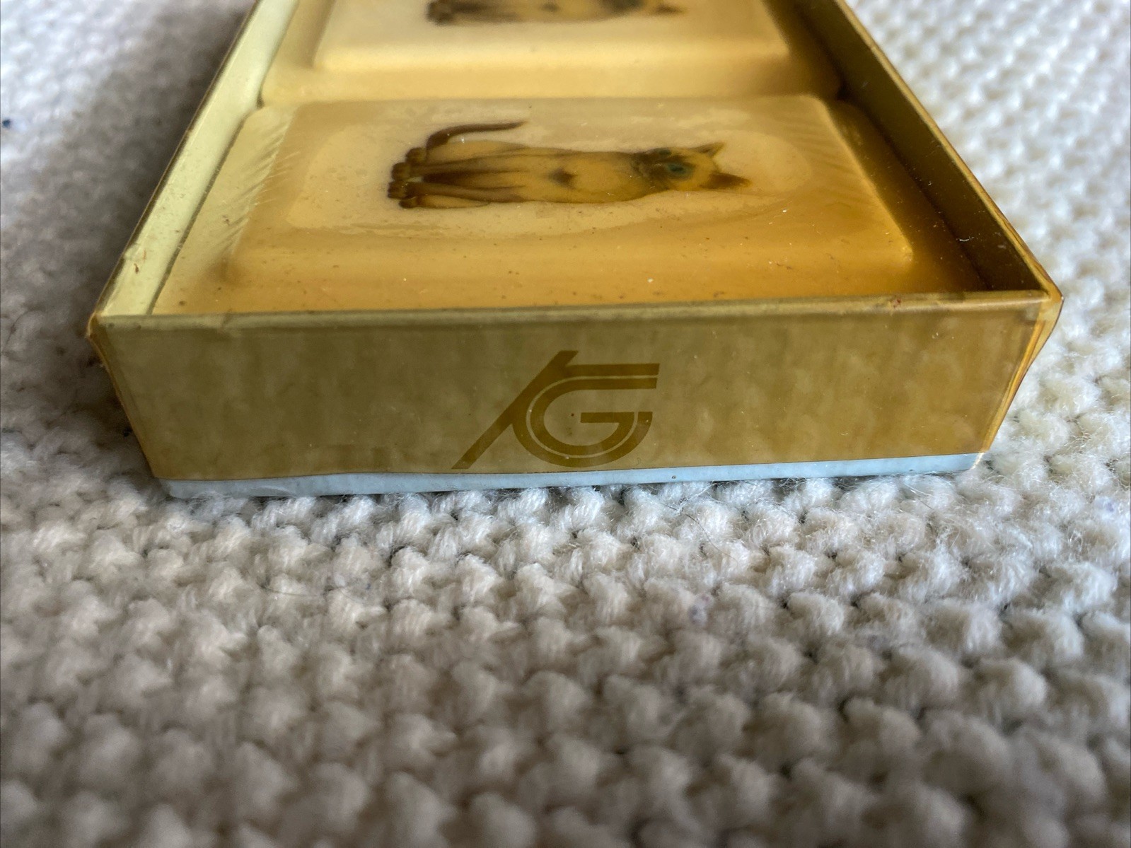 Vtg KATHERINE GRAY, INC,Riverton, WY Set Of 2 Cat Design Bar Soaps New in Box