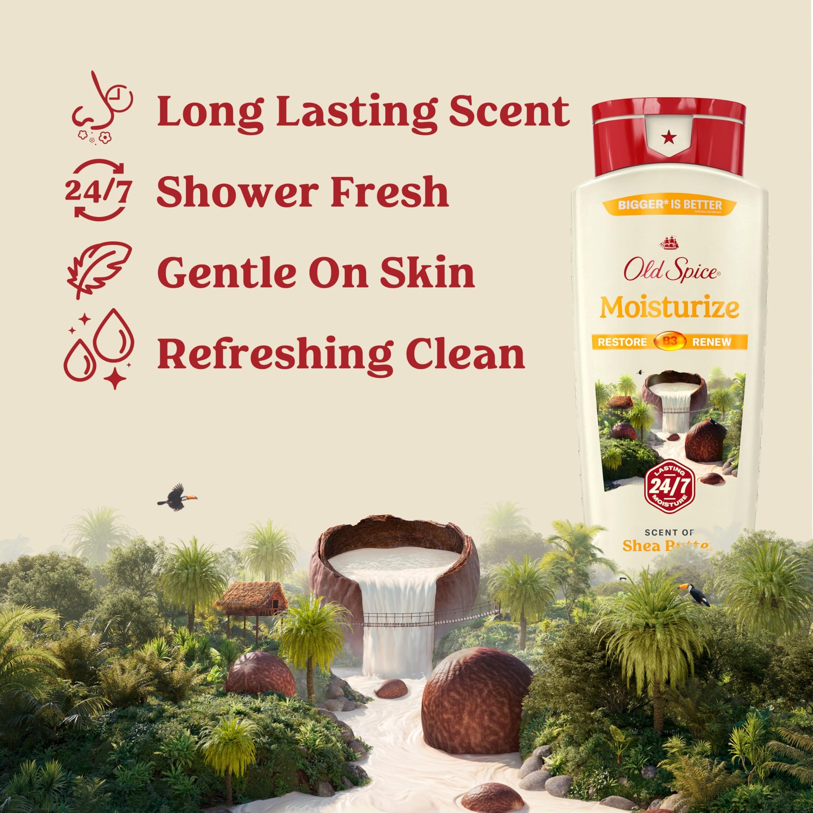 Old Spice Cleansing Body Wash for Men, 24/7 Shower Fresh 18 Fl Oz (Pack of 4)