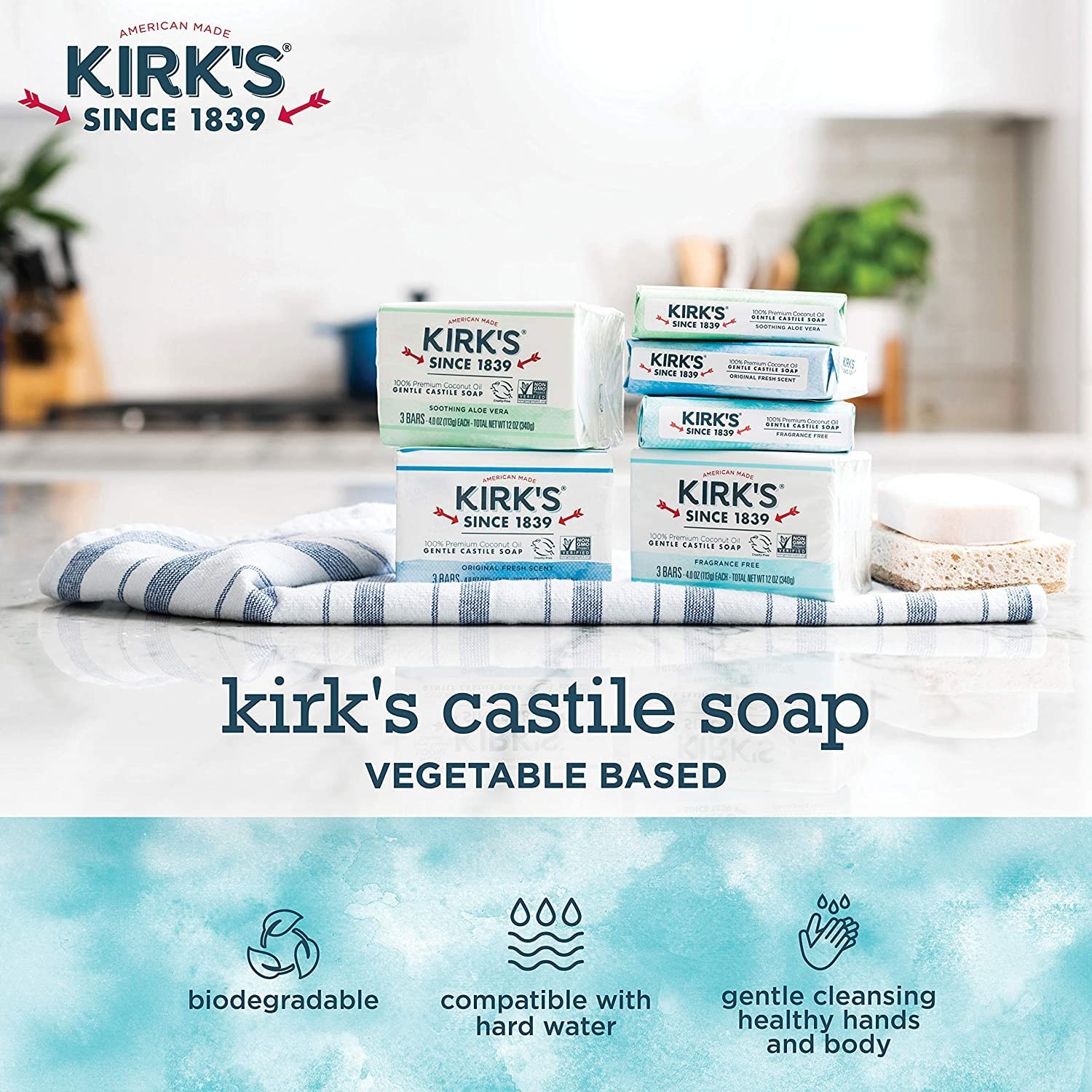 Kirk’s Natural 4 Ounce Coconut Oil Castile Soap Fragrance Free Pack Of 24