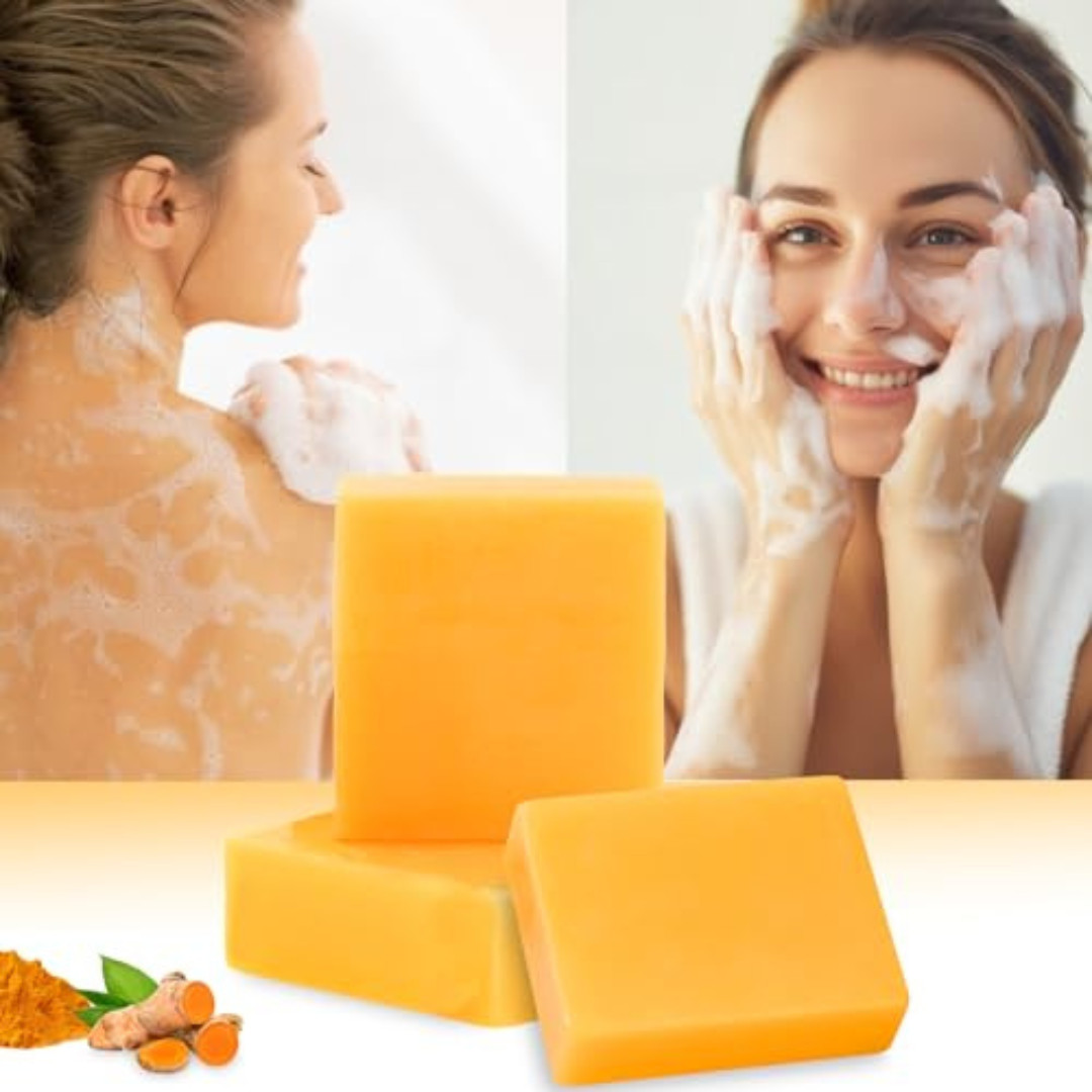 3Packs Turmeric Soap Bar, Organic Tumeric Soap for Face and Body, Lemon Turmeric