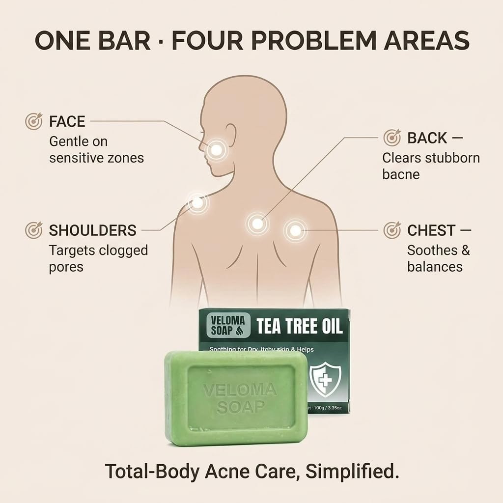 Veloma Antifungal Soap,Veloma Soap,Soothing Tea Tree & Eucalyptus, Deep Pore Cle