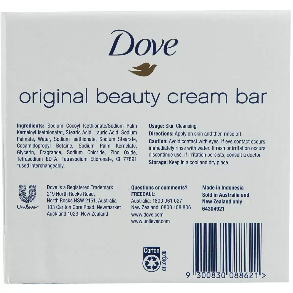 16 x Dove Beauty Cream Bar Original Soap Bath Moisturising Soaps Bulk 135g