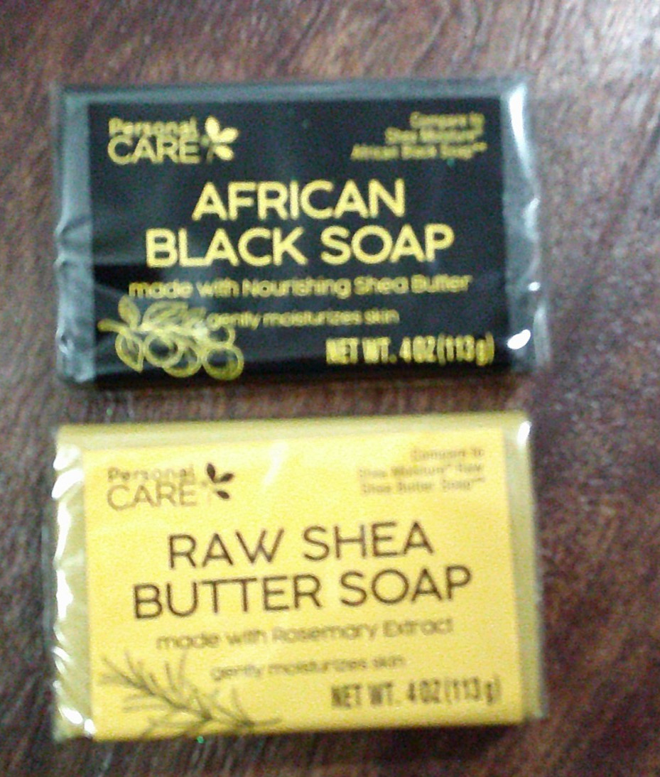 2 NEW AFRICAN BLACK SOAP BAR & RAW SHEA BUTTER SOAP BARS 4 oz each