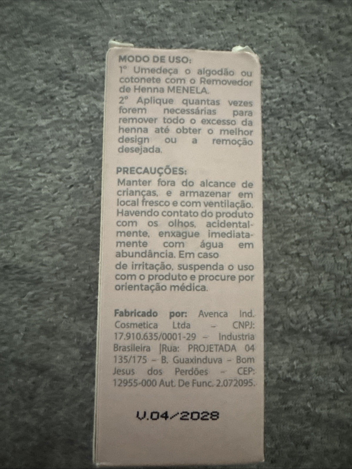 Removedor de henna Menela 30ml Exp. 04/2028