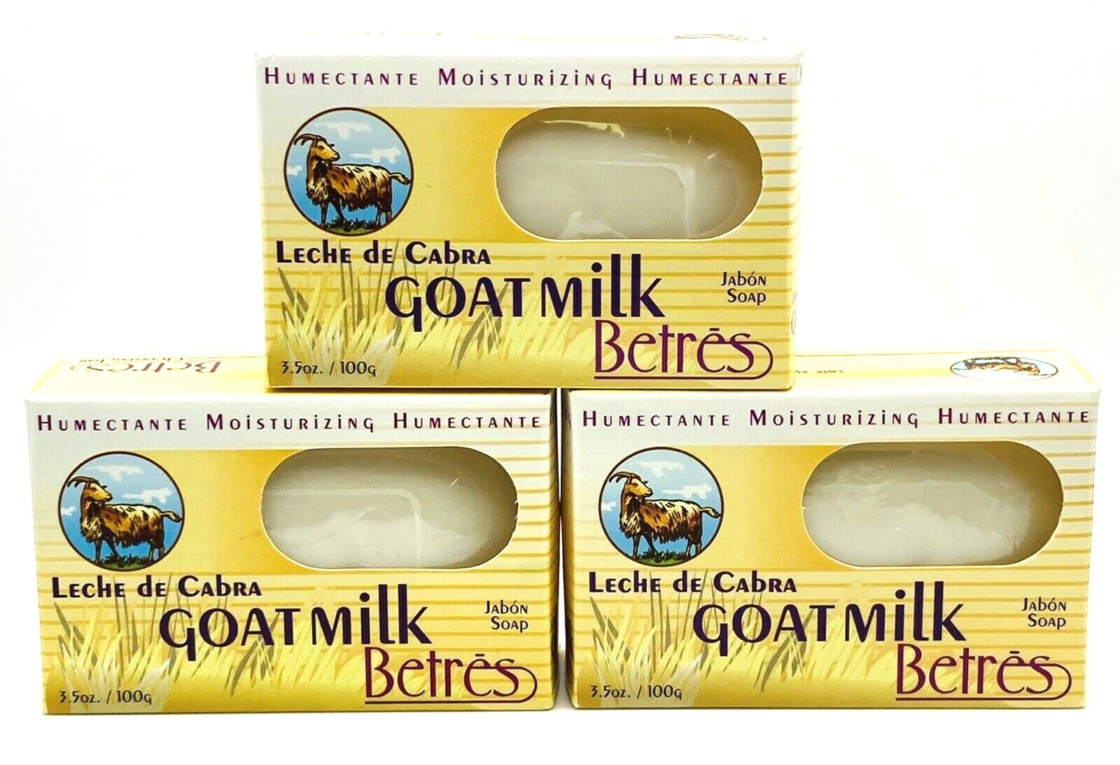 3x Goat Milk Moisturizing Bar Soap 3.5 oz. Jabon Leche de Cabra