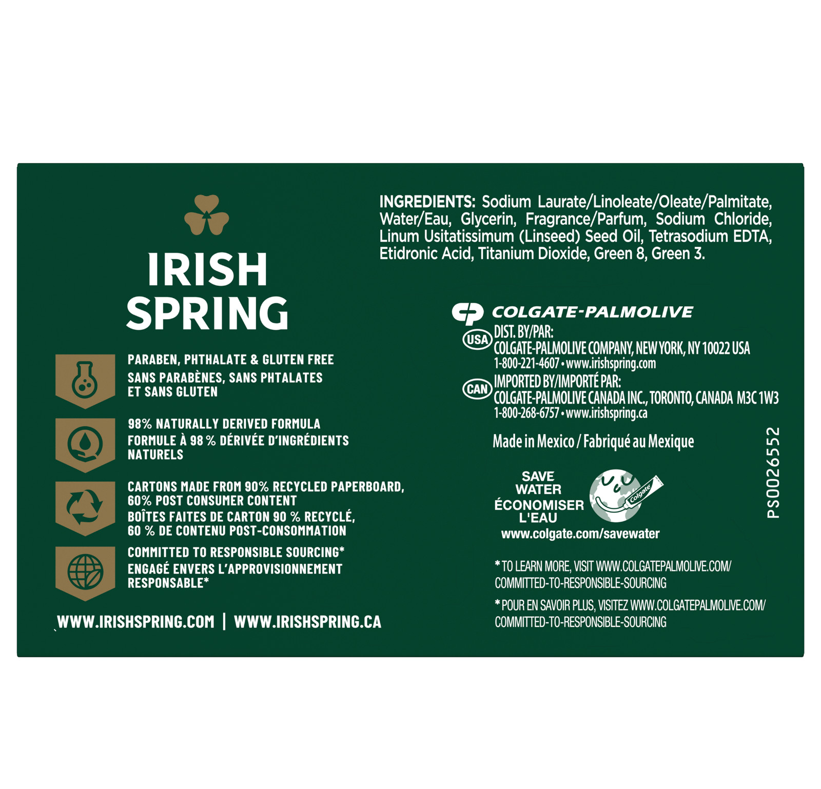 Irish Spring Bar Soap for Men, Original Clean Mens Bar Soap, 12 Pack, 3.7 Oz Soa