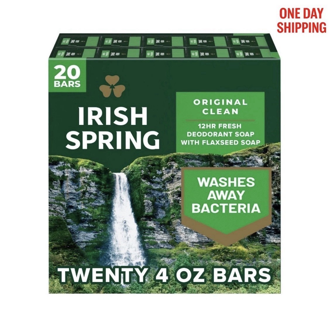 Irish Spring Bar Soap, Original Clean 4oz ( 20ct) Free Shipping