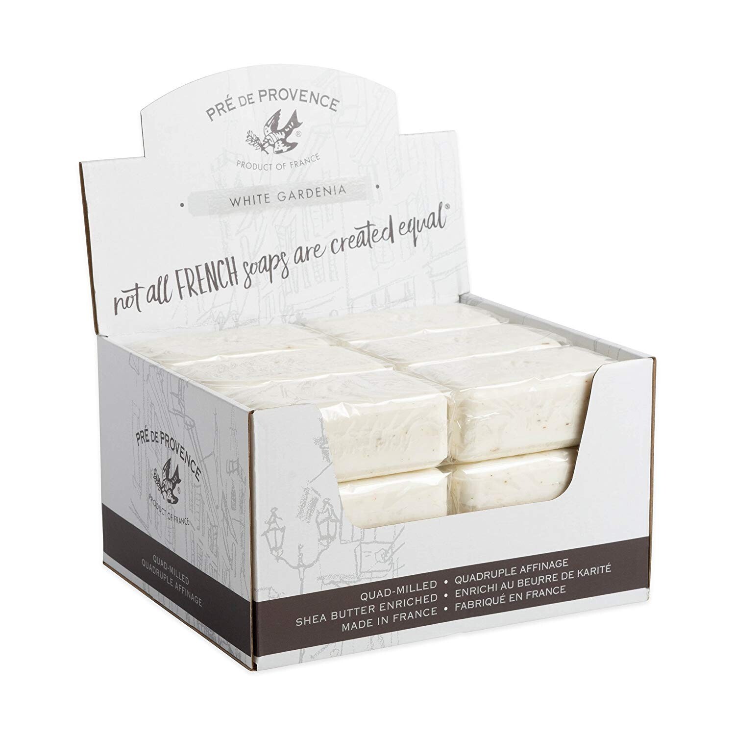 Pre de Provence WHITE GARDENIA CASE 18 x 150 Gram French Soap Bath Shower Bars