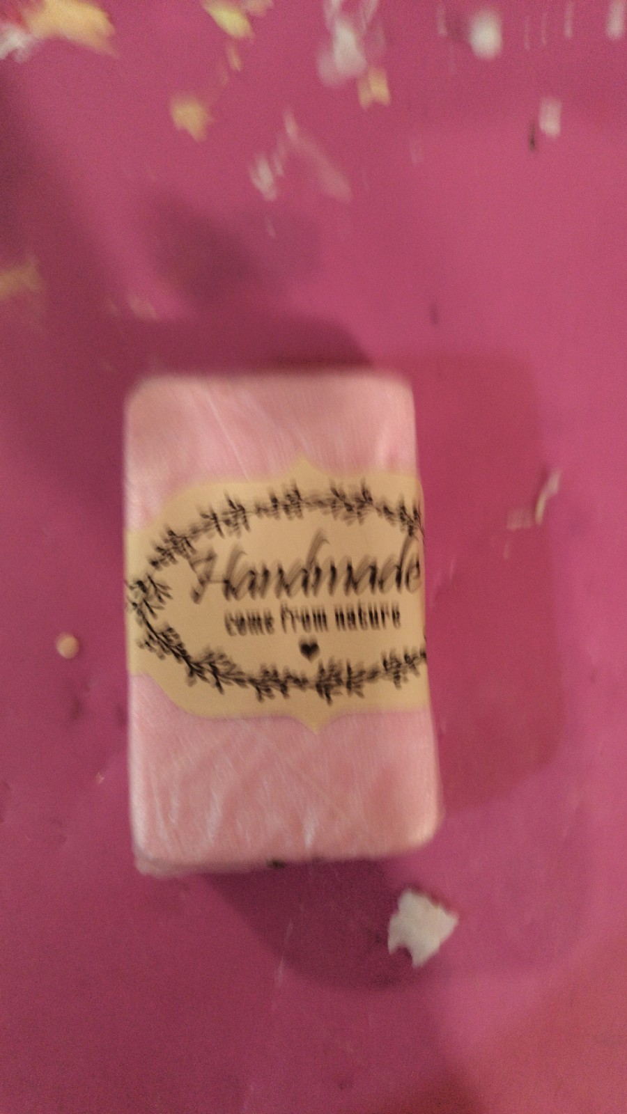 Handmade Pink Rectangular Floral Body Bar Soap for Women Men Teens