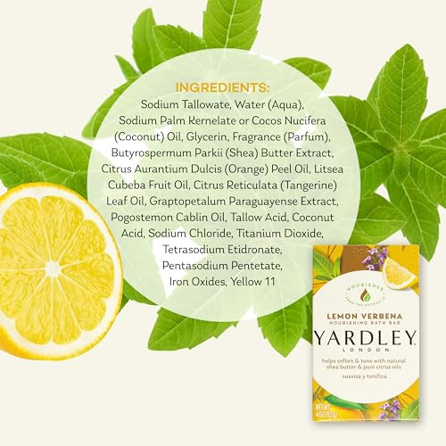 Yardley London Lemon Verbena Moisturizing Soap Bar with Shea Butter 4.25 oz