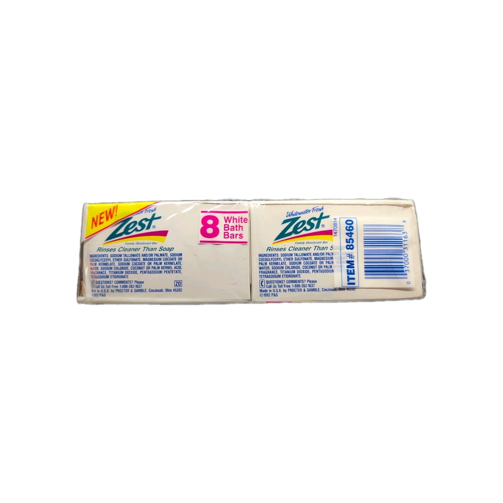 RARE VINTAGE 1992 WHITEWATER- FRESH ZEST SOAP~5 OZ BARS~8 LARGE BARS IN PACKAGE