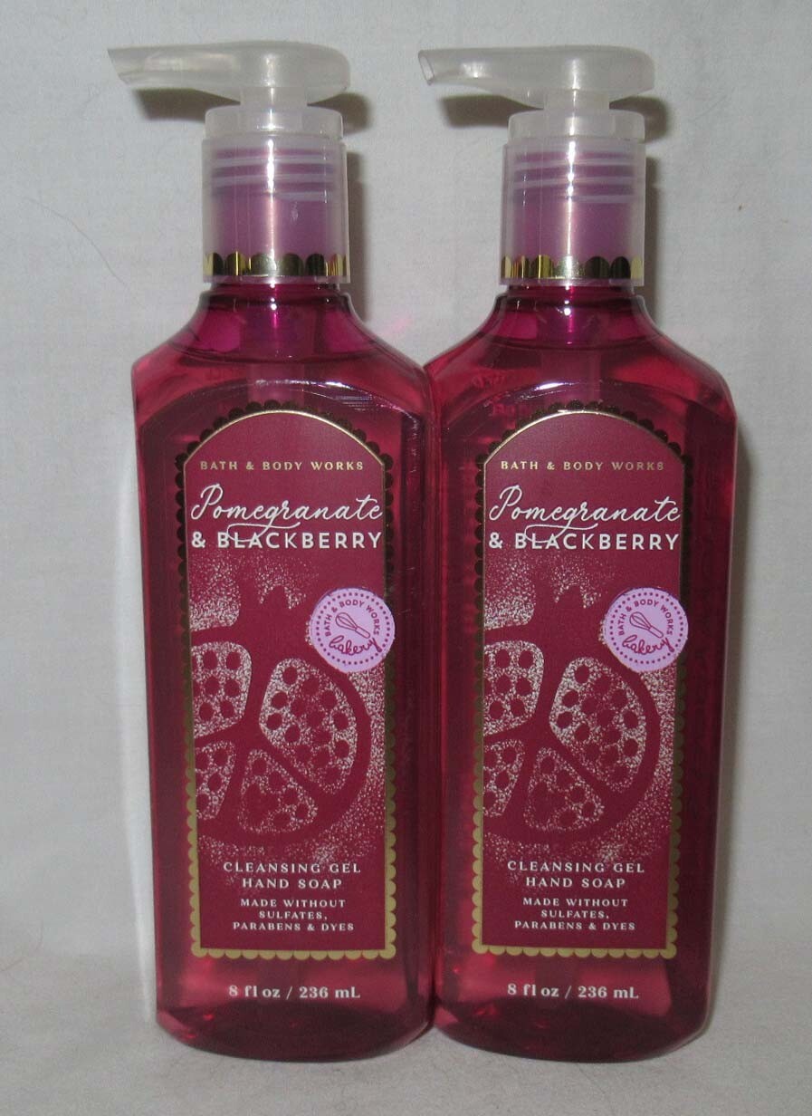 Bath & Body Works Cleansing Gel Hand Soap Lot Set of 2 POMEGRANATE & BLACKBERRY