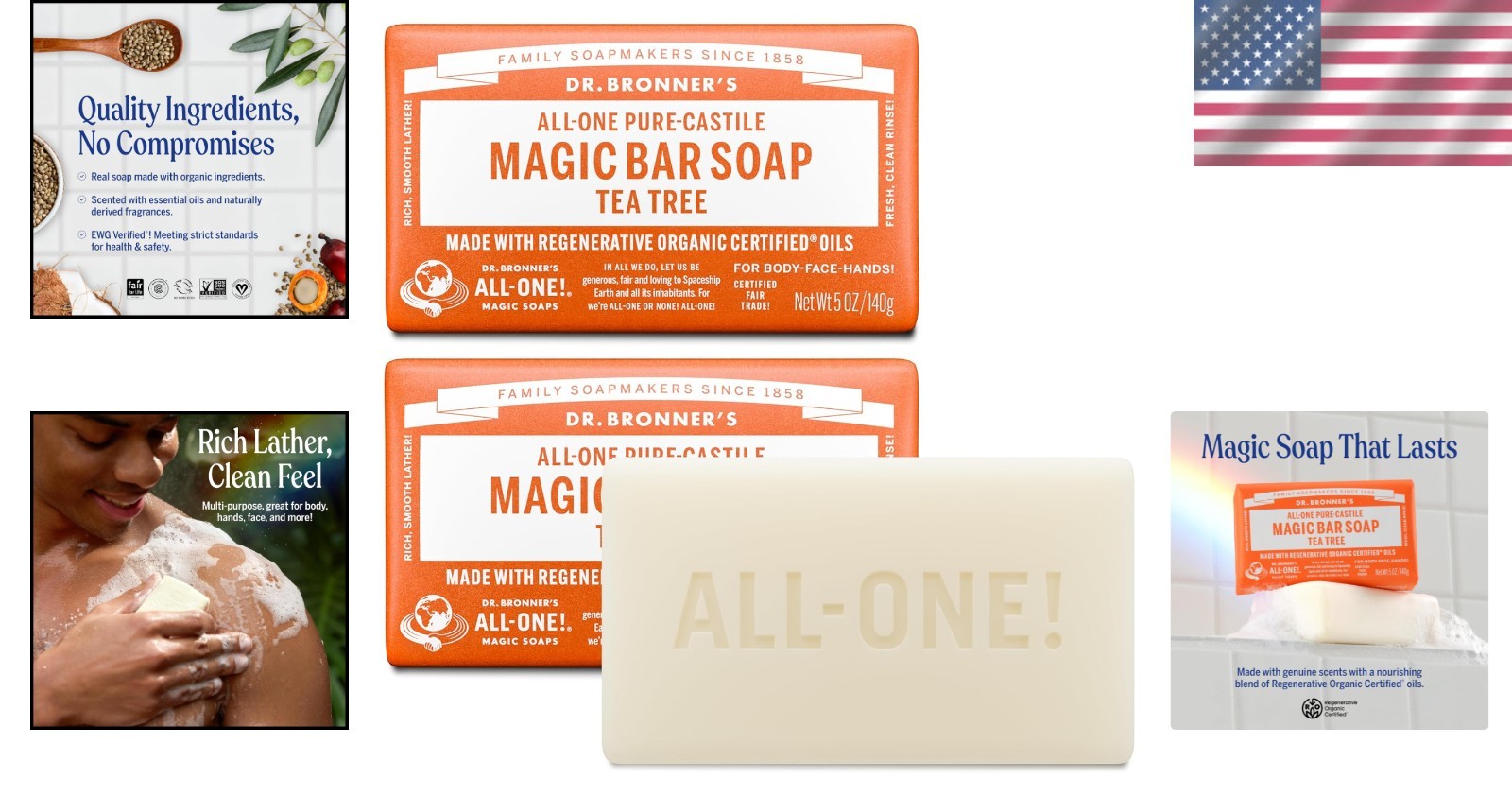 Eco-Friendly Magic Bar Soap – 2 Pack, 5 Oz Pure-Castile with Tea Tree