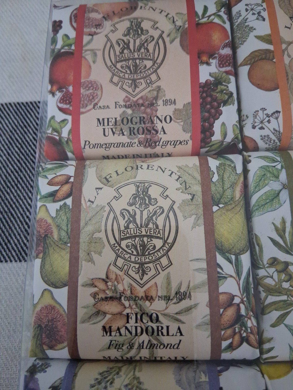 La Florentina Italian Luxury Bar Soap 6pack Lavender Pomegranate Fig Lemon &more