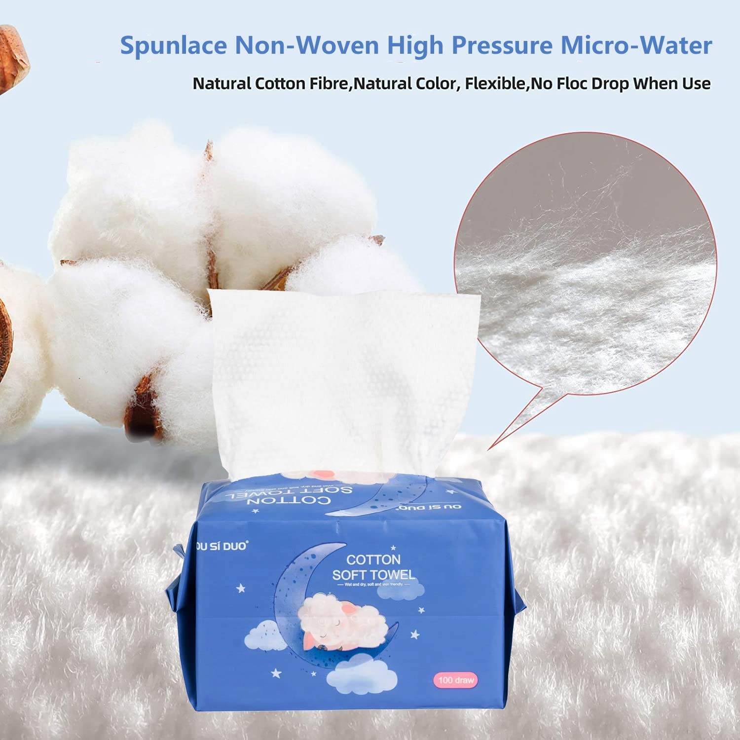 Dry Baby Wipes, Made of 100% cotton, Chemical-free 1 Count (Pack 600)