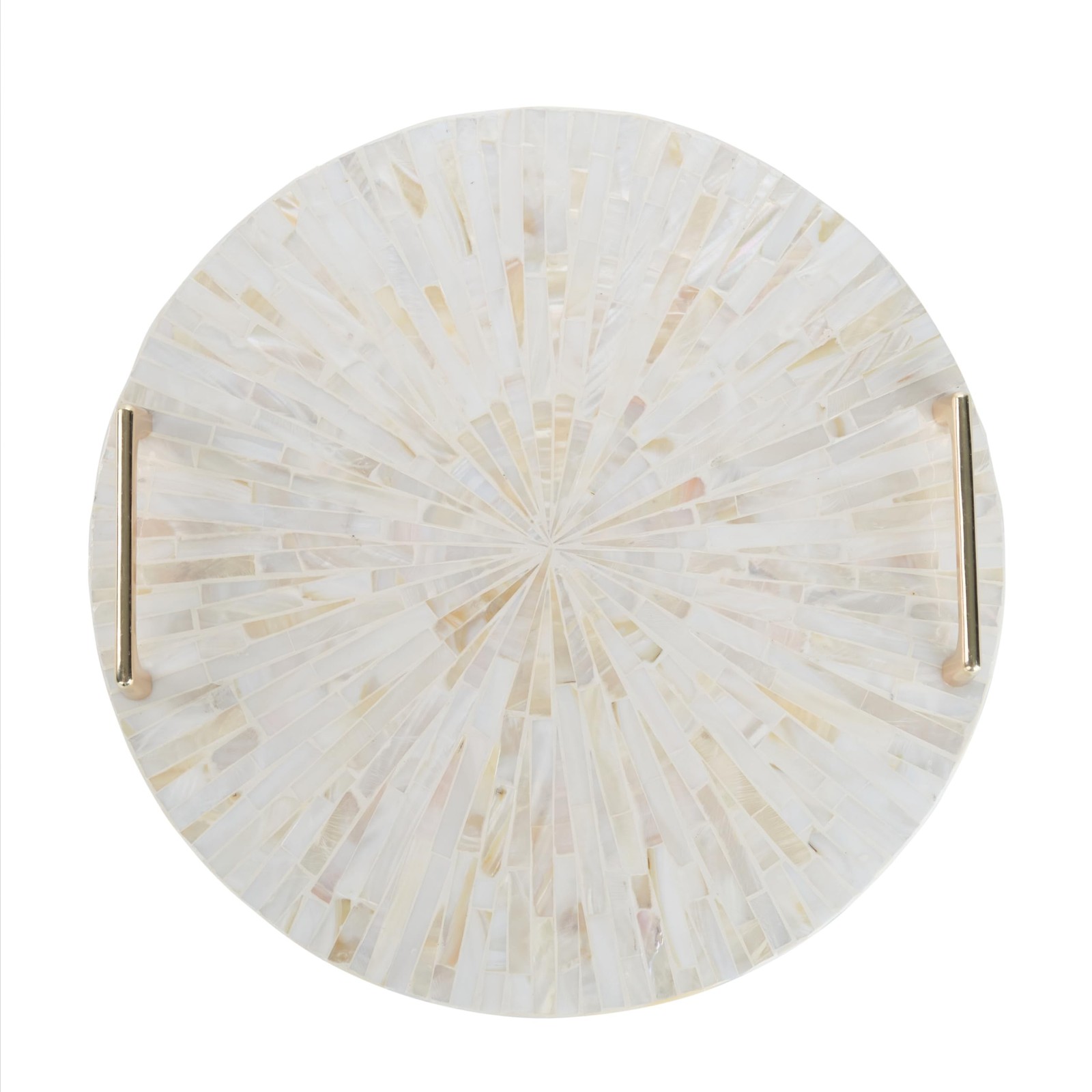 PEMAR Mother of Pearl Decorative Tray, 13″” Round with Gold Metal Handles, Va…